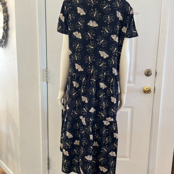 Gudrun Sjoden Woman's Organic Cotton M Black Butterfly Midi Dress Sz XL - Picture 4 of 8
